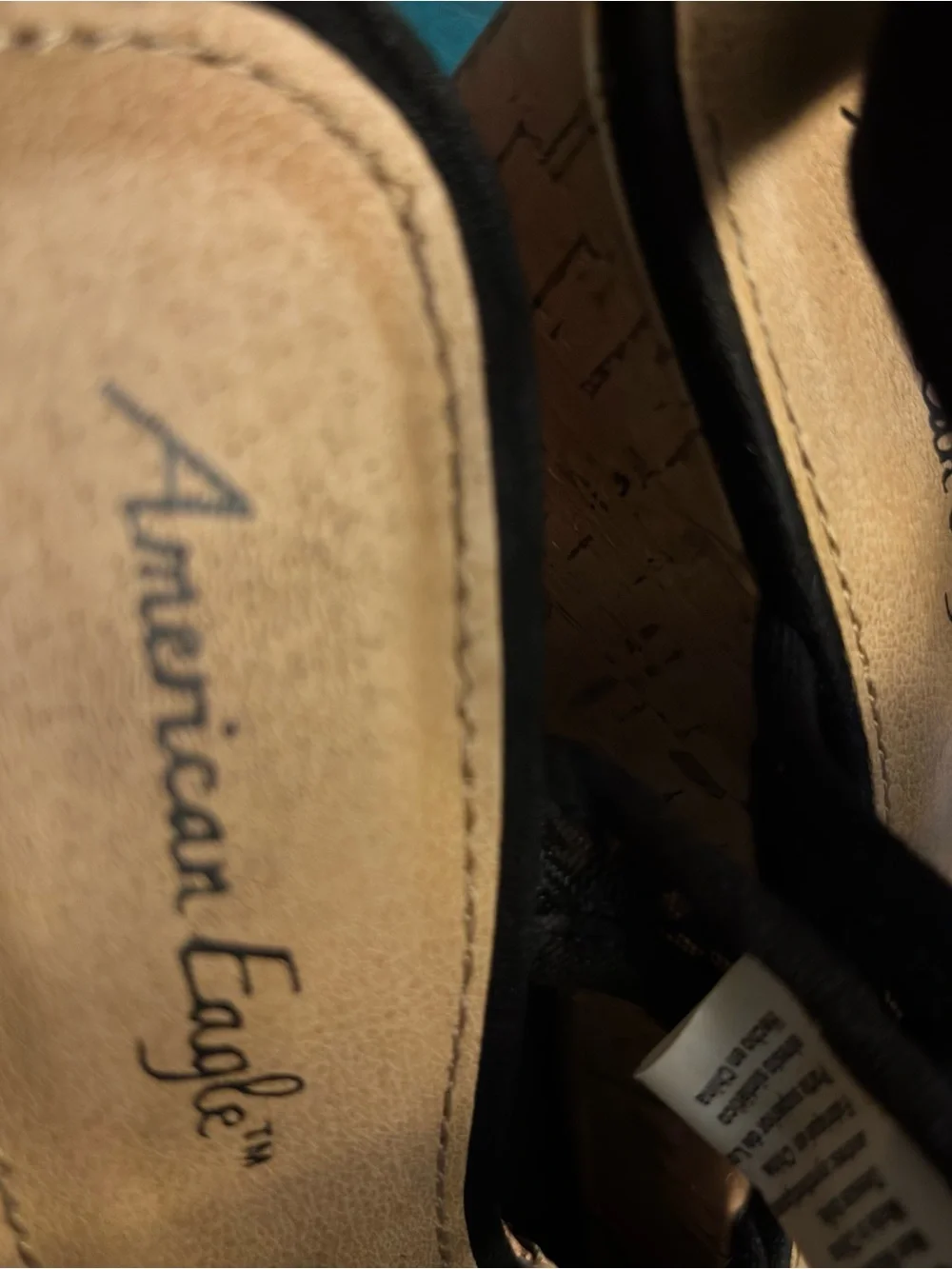 American Eagle By Payless Black Crochet Lace Wedge Sandals